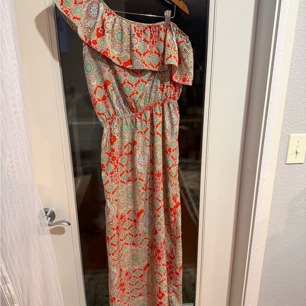 Gianni Bini One Shoulder Dress in Red and Green
